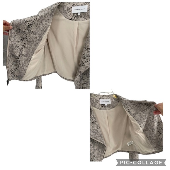 Cupcakes and Cashmere Isabell Snake Print Faux Suede Moto Jacket - Sz S - Picture 9 of 13